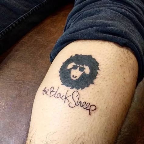 Black Sheep Of Family Tattoos, Black Sheep Tattoos, Black Sheep Of The Family Tattoo, Black Sheep Tattoo Ideas, Sheep Tattoos, Black Sheep Tattoo, Lone Wolf Tattoo, Tattoo Colors, Middle Finger Tattoos