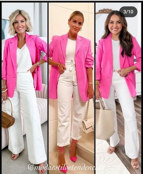 Semi Formal Mujer, Blazer Rosa, Casual Oufits, Outfits Juvenil, Blazer Outfits Casual, Ladylike Style, What To Wear Today, Blazer Outfits, Pink Outfits