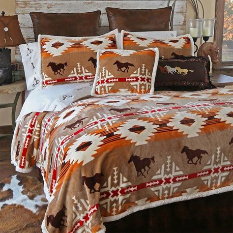 Wild & Free Horses Ultra-Plush Bedding Collection Western Bedrooms Teenage, Western Room Ideas, Western Comforter Sets, Western Bedrooms, Horse Room, Western Bedroom Decor, Western Rooms, Western Bedding, Sunset Hues