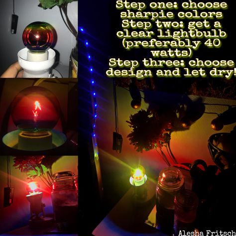 #lightbulb #rainbow #rainbowlight #accentlighting #handmade Sharpie Colors, Diy Sharpie, Rainbow Light, Accent Lighting, Cool Diy, Bedroom Ideas, Light Colors, Light Bulb, Rainbow