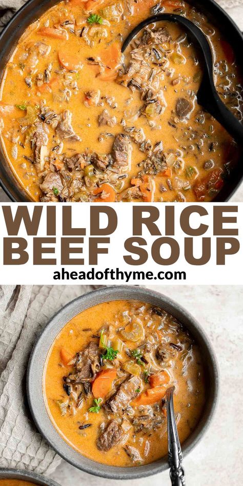 Wild Rice And Beef Recipes, Creamy Beef Soup Recipes, Easy One Pot Soup, One Pot Soup, Steak Soup, Wild Rice Soup Recipes, Stews Recipes, Wild Rice Recipes, Leftover Roast Beef