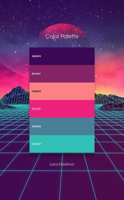 Universe Colour Palette, Vapor Wave Color Palette, Thermal Color Palette, Cyberpunk Color Scheme, Retrowave Color Palette, Gradient Pallete Color, Synthwave Color Palette, Arcade Color Palette, Trippy Color Palette