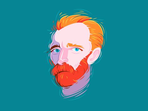 Van Gogh by Rich Stromwall on Dribbble Primary School Art, Dali Paintings, Arte Van Gogh, Van Gogh Paintings, Van Gogh Art, Artist Illustration, Vincent Van, Portrait Illustration, Illustration Artwork