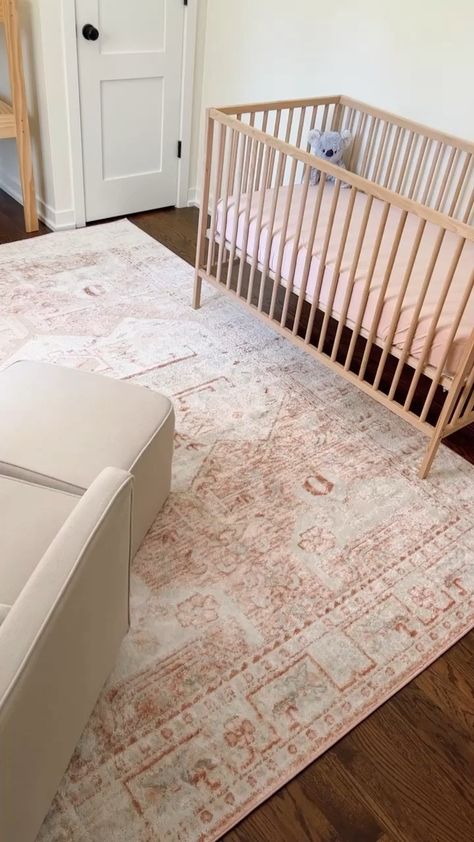 Dusty Rose Area Rug, Pink Nursery Rug Ideas, Pink Rug For Nursery, Toddler Girl Bedroom Rug, Girl Nursery Rugs, Floral Rug Nursery, Charlotte Nursery, Girl Nursery Rug, Boho Nursery Rug