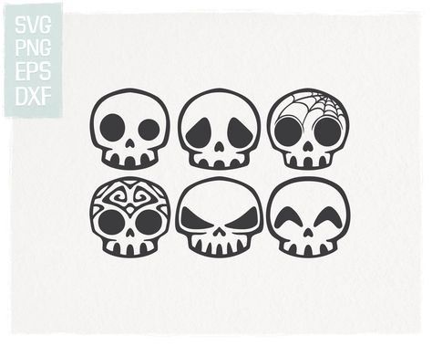 Grab these free Halloween SVG cut files for apparel, decor, invitations, cards, and your other DIY projects. These are personal use SVG cut files. Decorative Skulls, Smiling Skull, Skull Silhouette, Skull Clipart, Silhouette Halloween, Skull Stencil, Halloween Skulls, Cute Skull, Skull Svg