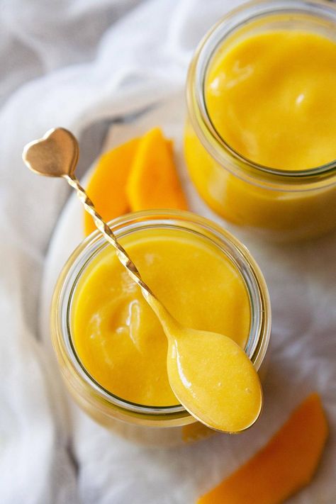 This homemade Mango Curd is deliciously tangy, creamy, and sweet. A foolproof recipe that’s easy to follow. Perfect as a spread or dessert topping. Mango Custard Recipe, Mango Curd, Sweet Sauces, Mango Dessert Recipes, Mango Dessert, Mango Cheesecake, Mango Cake, Curd Recipe, Rich Desserts