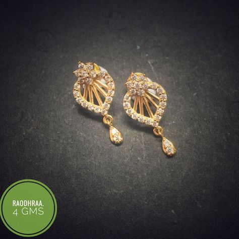 Daily Wear Gold Earrings, Model Earrings, Vaddanam Designs, Gold Earrings For Kids, Ear Tops, Small Earrings Gold, Wedding Jewellery Designs, 22k Gold Earrings, Earrings Fancy