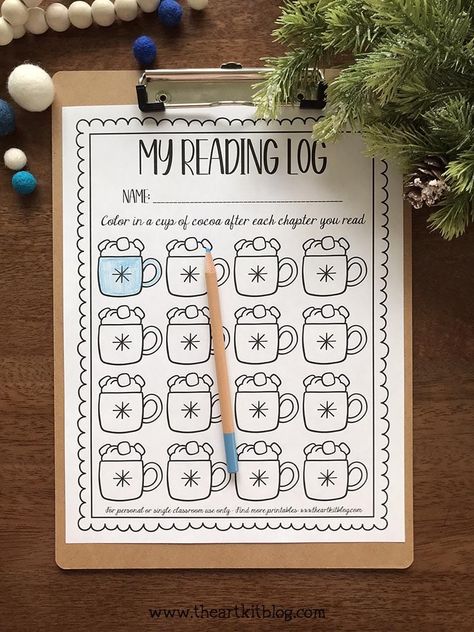 Winter Reading Logs - Coloring Pages {FREE Printable Download} December Reading Activities, December Reading Log, Reading Log For Kids, December Reading, Reading Log Printable, Winter Reading, Winter Books, Reading Logs, Coloring Pages Free Printable