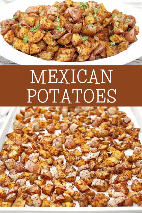 Mexican Potluck, Easy Potatoes, Mexican Potatoes, Taco Side Dishes, Potatoes Easy, Potatoes In Oven, Recipe Mexican, Vegan Mexican Recipes, Potato Recipes Side Dishes