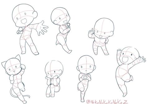 Chibi Singing Pose Reference, Female Chibi Poses, Chibi Holding Sign, Dynamic Chibi Poses, Chibi Art Poses, Chibi Drawings Poses, Cute Chibi Poses, Chibi Poses Reference, Chibi Reference