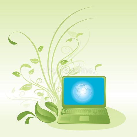 Green Computing Poster, Computer Business, Theme Illustration, Green Computing, Technology Vector, Digital Computer, Green Technology, Cover Ideas, Cover Artwork