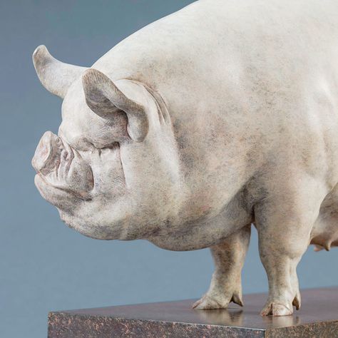 Middle White Pig - Ltd Edition Bronze Sculpture by Nick Bibby Pig Breeds, Pig Sculpture, White Pig, Bunny Painting, Ceramic Art Sculpture, Pig Art, Clay Animals, Ceramic Animals, Cute Pigs