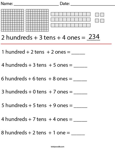 Primary 3 Maths Worksheet, 3 Digit Place Value, Texas Homeschool, Easy Math Worksheets, Math Fact Worksheets, Mental Maths, Easy Math, Place Value Worksheets, Math Subtraction