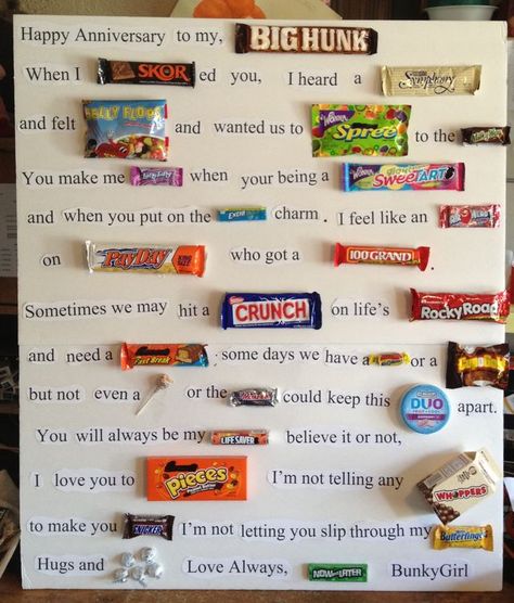 Second Month Anniversary Quotes, Vday Baskets, One Month Anniversary Quotes, Month Anniversary Quotes, Candy Poster Board, Candy Bar Cards, Candy Posters, Candy Boards, Candy Messages