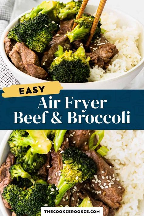 Air Fryer Beef, Air Fryer Recipes Beef, Beef And Broccoli Recipe, Steak And Broccoli, Easy Beef And Broccoli, Air Fryer Steak, Better Than Takeout, Beef And Broccoli, Broccoli Recipe