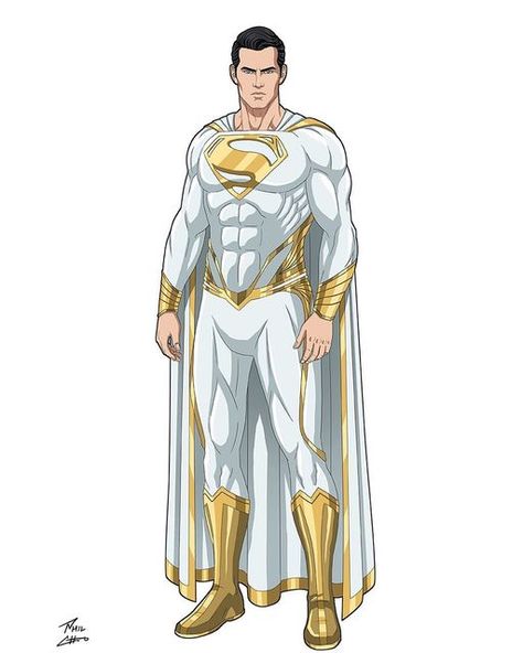 Phil Cho on Instagram: ""Superman" in white and gold, commissioned by Victor Garcia. Character belongs to DC Comics. Art by Phil Cho. #superman #whiteandgold #clarkkent #kalel #dccomics #dcuniverse #commission #philchoart" Victor Garcia, Superman Suit, Superman Characters, Phil Cho, Gold Man, Superhero Suits, Anime Photo Profile Dark, Gold Suit, Superman Family