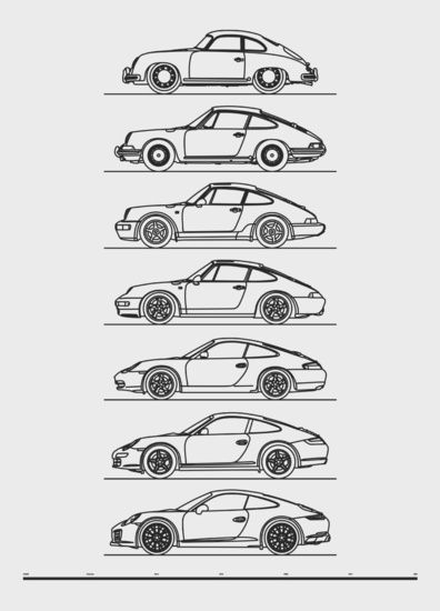 Auto Rolls Royce, Cars Vector, Porsche Poster, Porsche 912, Automotive Artwork, Porsche 993, Porsche 964, Car Artwork, Poster Store