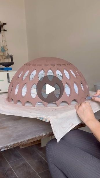 Mine Burgess Ceramics on Instagram: "A glimpse into how I make Stoneware Pendant Light Shade✨  Explore this Pendant Light by clicking the link tagged in this post or by visiting the link in my bio. You can also head over to www.mineburgess.com ✨  #handmadewithlove #handmadeceramics #ceramic #pottery #potterylife #ceramiclife #ceramiclove #farmhousedecor #potterylover #uniquefinds #ceramiclicious #scandinaviandesign #homedecoration #clayart #claylove #ceramiclighting #handmadepottery #potterylover #handmadeart #ceramicstudio #potteryart #instapottery #pottersofinstagram #claycreations #contemporaryceramics #ceramicsofinstagram #makersmovement #ceramicartist #functionalart #potteryforall #farmhouselighting" Ceramic Chandelier Clay, Clay Lighting Fixtures, Pottery Pendant Lights, How To Pottery, Pottery Lamps Handmade, Clay Lamp Diy, Ceramic Lamps Handmade, Clay Lighting, Clay Pendant Light