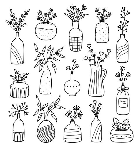 Download the Set of cute flowers and twigs in ceramic modern vases isolated on white background. Vector hand-drawn illustration in doodle style. Perfect for cards, decorations, logo, various designs. 7642194 royalty-free Vector from Vecteezy for your project and explore over a million other vectors, icons and clipart graphics! Book Clip Art, Modern Vases, Flower Logo Design, Butterfly Printable, Doodle Style, Drawing Clipart, Butterfly Clip Art, Background Clipart, Architecture Drawing Art