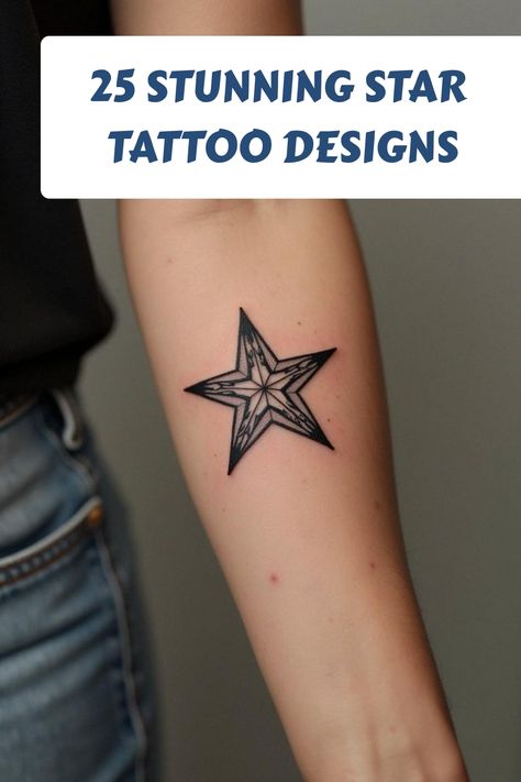 25 Stunning Star Tattoo Designs Vintage Star Tattoo, Filipino Star Tattoo, Cool Star Tattoos, Small Star Tattoos, Waist Tattoos, Nautical Star, Star Tattoo Designs, Star Tattoo, Medusa Tattoo