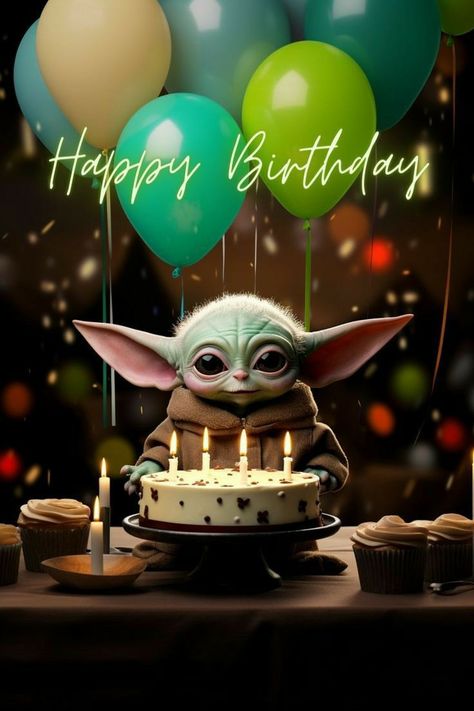 Birthday Wishes Star Wars, Grogu Happy Birthday, Star Wars Birthday Wishes, Star Wars Birthday Cards, Happy Birthday Wishes Funny, Happy Birthday For Men, Happy Birthday Men, Yoda Happy Birthday, Happy Birthday Star