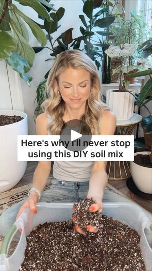 37K views · 3.1K reactions | Let’s make a fresh batch of diy soil mix!

Your houseplants will thank you!!! This chunky mix is so easy to make! 

👉Why not just use bagged potting mix? 

Adding perlite and orchid bark add more texture and prevent the soil from becoming compacted. Water is able to freely penetrate the soil to get to the plant’s roots and then drain excess out the bottom of the pot. This well draining soil helps you avoid your plants roots sitting in water that eventually leads to root rot. 

Recipe is: equal (ish) parts of these 3 things:
-potting mix 
-perlite 
-orchid bark

Using air-tight container makes it easy to premix and store. If you notice moisture in your container, open the lid every so often to let it dry out! 

Comment MIX for a dm with the products I’m using. Sitting In Water, Root Rot, Orchid Bark, Happy Janmashtami, Plants Indoor, Plant Ideas, House Plant Care, Plant Roots, The Soil