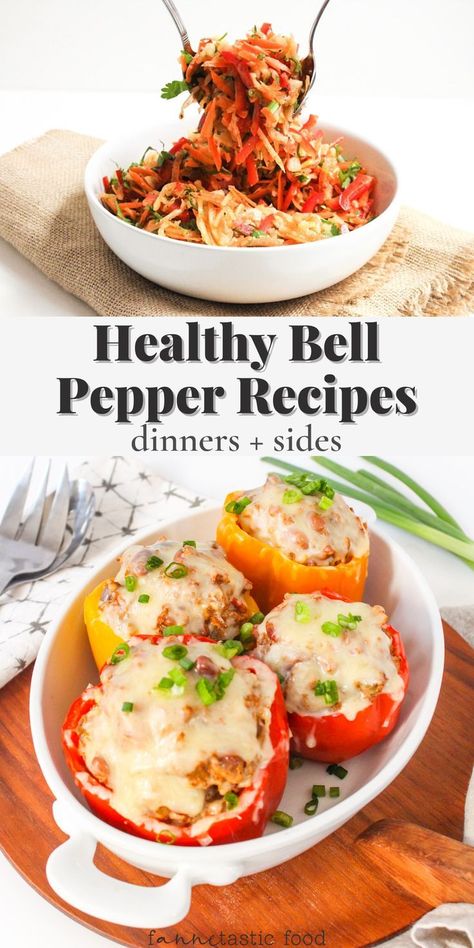 Ah, bell peppers: they’re nutritious, sweet, and deliciously crunchy. Plus, they’re just as tasty raw as they are cooked. For all you fellow bell pepper lovers: these healthy side dishes and dinner recipes with bell peppers are all delicious and nutritious! Dinner Recipes With Bell Peppers, Healthy Bell Pepper Recipes, Recipes With Bell Peppers, Bell Pepper Side Dish, Stuffed Peppers Healthy, Pepper Recipes, Bell Pepper Recipes, Dinner Side Dishes, Savory Appetizer