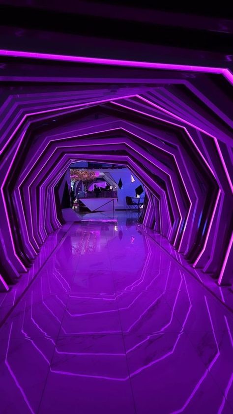 Nightclub Design Lighting, Nightclub Ideas, House Hallway, House Night, Purple Lights, Aesthetic House, Nightclub Aesthetic, Nightclub Design, Lounge Club