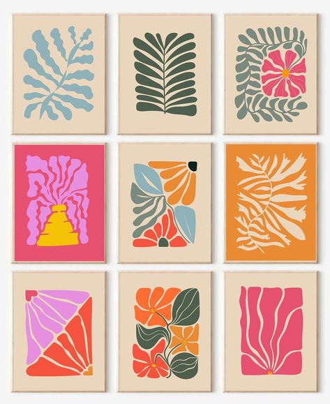 PRICES MAY VARY. 【Abstract Botanical Prints Set】 The size of the Boho floral print is: 8x10inch (20x25cmx9pcs).This maximalist art is perfect for those who love vibrant and eclectic art. The colorful wavy flower and floral plant designs create a bold and eye-catching aesthetic. Each print in the set features unique and intricate details, adding depth and visual interest to your wall decor. 【Pefect Posters for Room Aesthetic Decor】 Perfectly suited for various rooms in your home, these aesthetic Canvas Artwork Painting, Colorful Room Decor, Colorful Eclectic, Maximalist Art, Wall Decor Aesthetic, Aesthetic Bedroom Decor, Plant Wall Decor, Market Poster, Eclectic Gallery Wall