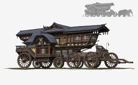 Steampunk Vehicle, Horse Drawn Carriage, Props Concept, Fantasy Props, Fantasy House, Fantasy Setting, Dungeons And Dragons Homebrew, Fantasy Map, Horse Drawn