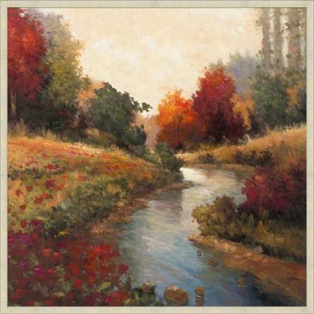 Wendover Art Group Sun Stream - Painting Print on Canvas | Perigold Fall Landscape Painting, Wendover Art, Wendover Art Group, Pastel Landscape, Oversized Wall Art, Fall Day, Autumn Painting, Autumn Landscape, Autumn Art