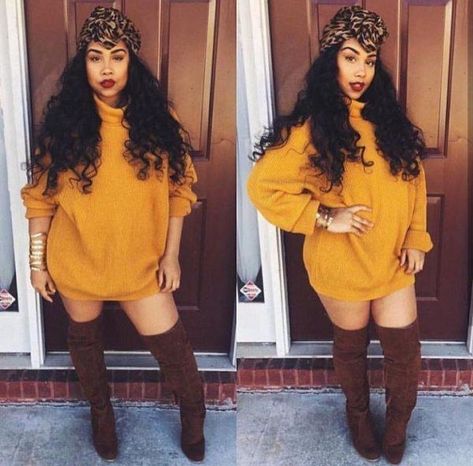 20 Best Plus Size Outfits To Wear With Thigh High Boots Thigh High Boots Outfit, High Boots Outfit, Timberlands, School Looks, Outfit Trends, Black Women Fashion, Fall Looks, Boots Outfit, Thigh High Boots