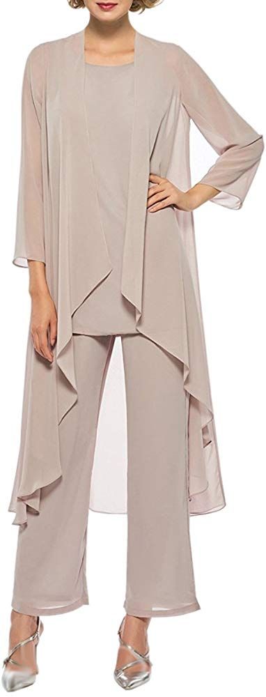 Bride Pantsuit, Celebrity Christmas, Long Jacket Dresses, Mother Of The Bride Suits, Wedding Pantsuit, Bride Suit, Pant Suits For Women, Chiffon Jacket, Chiffon Pants