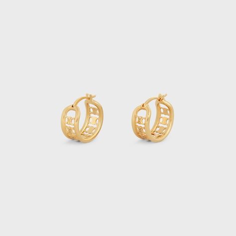 TRIOMPHE MULTI HOOPS IN BRASS WITH GOLD FINISH - GOLD | CELINE Celine Jewelry, Celine Earrings, Celine Triomphe, Fragrance Bottle, Precious Jewels, Vermeil Jewelry, Fragrance Collection, Brass Jewelry, Silver Pieces