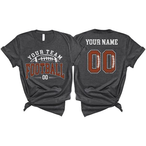 PRICES MAY VARY. PERSONALIZED T-SHIRT: A personalized Football T-shirt with name and shirt number will be the perfect gift for baseball lovers, mom, daughter, sister, niece, Wife, girlfriend,... Click on "Customize Now" and and start designing your unique shirt. MATERIAL: Solid colors are 100% cotton ( Black, White, Navy , Forest Green). Dark Heather colors are 50% cotton, 50% polyester. Sport Grey and Athletic Heather 90% cotton, 10% polyester. Color Dark Gray Heather and Heather Mauve 52% cott Football Girlfriend Shirts, Football Presents, Football Girlfriend, Custom Football Shirts, Football Shirt Designs, Gifts For Baseball Lovers, Girlfriend Shirt, Football Playoffs, Dark Heather Color