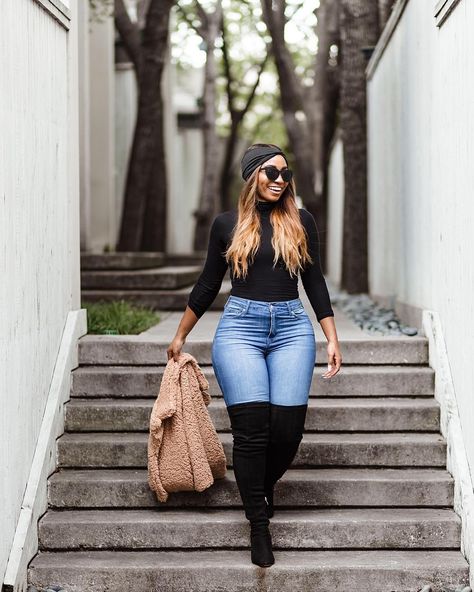 5,440 Likes, 137 Comments - JaLisa E. Vaughn (@jalisaevaughn) on Instagram: “Thigh high & Teddy Szn 🐻 — Anyone else have issues finding thigh high boots that can come all the…” Winter Mode Outfits, Girls Fun, Spring Hair, Street Swag, Elegante Casual, Plus Size Kleidung, Curvy Girl Outfits, Curvy Girl Fashion, Mode Inspo