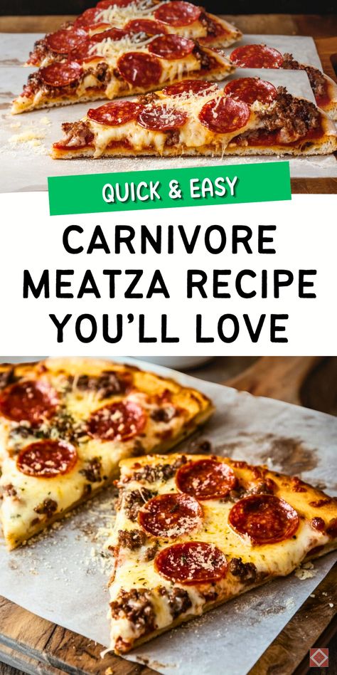 Elevate your snack game with this easy carnivore meatza recipe! Using a savory meat crust, this no-carb alternative to pizza is packed with protein and deliciously satisfying. Great for meal prep or as a quick snack. Save this pin to enjoy a new carnivore favorite! Mexican Carnivore Recipes, 7 Day Carnivore Meal Plan, What Is Carnivore Diet, Carnivore Sweet Snacks, Carnivore Meat Recipes, Carnivore Diet Casserole, Ground Turkey Carnivore Recipes, Carnivore Meal Plan For Beginners, Carnivore Diet Pizza