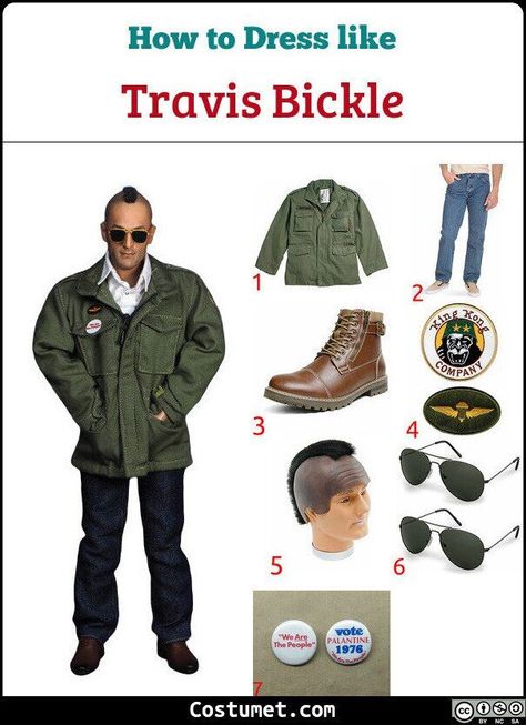 Travis Bickle (Taxi Driver) Costume Travis Bickle Costume, Taxi Driver Costume, Taxi Driver Travis Bickle, Driver Outfit, Movie Fancy Dress, Travis Bickle, Leather Front Pocket Wallet, Horror Costume, Buckle Outfits