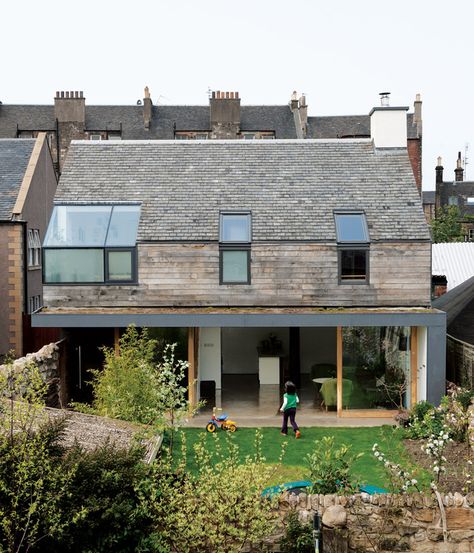 Flow from living area to the garden. Renovated Victorian House, Oak Cladding, Dormer Loft Conversion, Roof Cladding, Aluminium Cladding, Urban Interiors, Victorian Terrace, Kitchen Extension, Loft Conversion