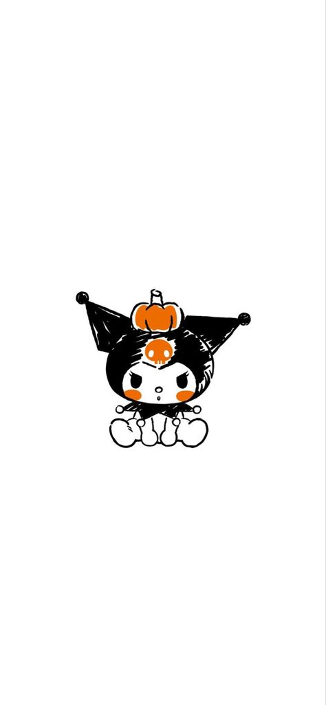 Kuromi Fall Wallpaper, Halloween Cute Wallpaper Iphone, Sanrio Wallpaper Halloween, Sanrio Fall Wallpaper, Kuromi Halloween Wallpaper, Kuromi Lockscreen, Cat Halloween Wallpaper, Kuromi Wallpaper Iphone, Hello Kitty Halloween Wallpaper