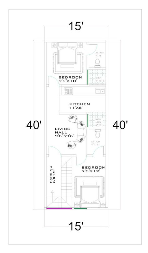 15x30 House Plans India, 15x40 House Plans, Perfect House Plan, Budget House Plans, West Facing House, 20x40 House Plans, 30x40 House Plans, Small Modern House Plans, Narrow House Designs