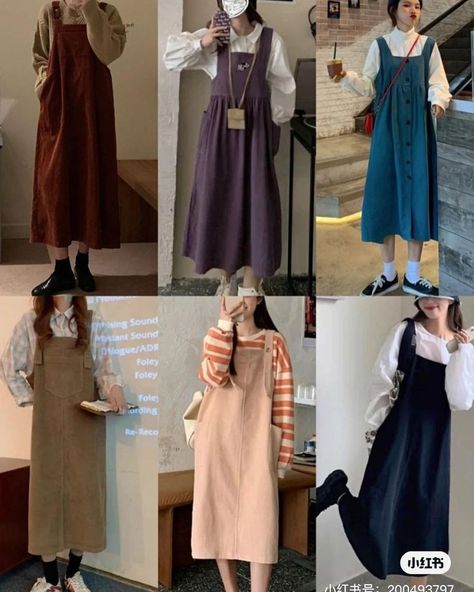 Japanese Fashion Women Casual Simple, Japanese Modest Outfit, Korean Fashion Women Dresses, Korean Outfit Street Styles, Mode Crochet, Muslim Fashion Hijab Outfits, Clothes Korean Style, Modest Dresses Casual, Casual Hijab Outfit