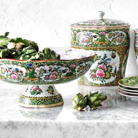 Famille Rose Fruit Bowl, Porcelain | Williams Sonoma Unique Fruit Bowl, Exotic Butterflies, Green China, William Sonoma, Kids Pottery, Beautiful Plates, China Patterns, Utensil Holder, Pottery Barn Teen