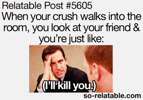 Funny Crush, Funny Crush Memes, When Your Crush, Quotes Gif, Crush Humor, Chandler Riggs, Crush Memes, Steve Carell, Rick Grimes