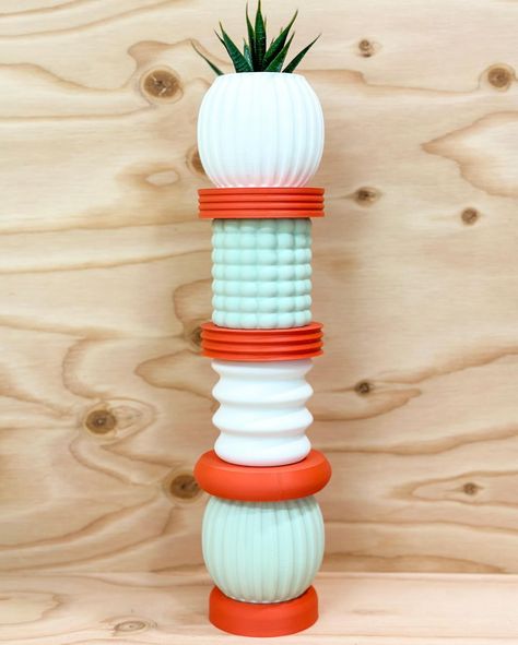 Stack it your way. First look at the “Totem” stackable and modular mini planter. 🎨 Mix and match designs and colors 🏗️ Stack it high or keep it low 🪴 Works as a mini wall planter, dry vase or fun sculpture #3dprint #3dprinting #modular #homedecor #cults3d #plantlife #meltmod #midcenturymodern Fun Sculpture, Mini Wall, Wall Planter, Plant Life, Mix N Match, Midcentury Modern, First Look, Mix And Match, 3d Printing