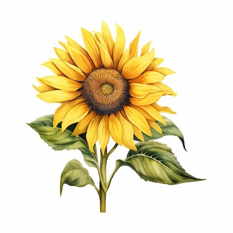 Free vector watercolor sunflower floral ... | Free Vector #Freepik #freevector #fabric-design #retro-art #watercolor-vintage #floral-art Cottagecore Watercolor, Sunflower Watercolor Painting, Sunflower Watercolor, Watercolor Sunflowers, Sunflower Clipart, Sunflower Wall Art, Leaf Clipart, Minimalist Watercolor, Sun And Clouds