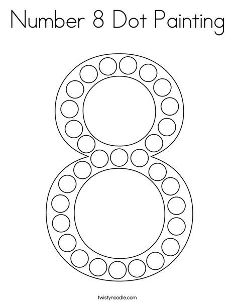 Number 8 Dot Painting Coloring Page - Twisty Noodle Number 8 Dot Painting, Number 7 Dot Painting, Number 8 Template Free Printable, Number 2 Dot Painting, Number 8 Coloring Page, Dot Painting Numbers, Number 8 Activity For Preschool, Number 8 Preschool Activities, Number 8 Crafts For Preschoolers