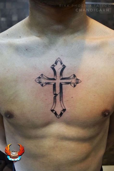 Cross With Shading Tattoo, Chest Tattoo Men Cross, Cross Tattoos For Men On Chest, Chest Cross Tattoo For Men, Chest Cross Tattoo, Cross Shading, Cross Chest Tattoo Men, Cross Tattoo Chest, Cross Chest Tattoo