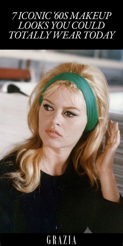 7 Iconic ‘60s Makeup Looks You Could Totally Wear Today - Bridget Bardot's 60's make up Brigitte Bardot Hair, 1960s Makeup, Bardot Hair, Bridgette Bardot, 1960s Hair, 60s Hair, Mod Hair, Bridget Bardot, French Beauty