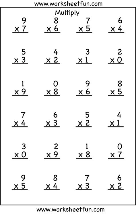 Single Digit Multiplication – 4 Worksheets / FREE Printable Worksheets – Worksheetfun Third Grade Multiplication Worksheets, Third Grade Multiplication, Multiplication Sheets, Free Printable Multiplication Worksheets, Multiplication Practice Worksheets, Free Multiplication Worksheets, Printable Multiplication Worksheets, Multiplication Facts Worksheets, Math Multiplication Worksheets